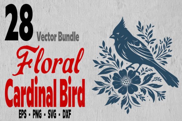 28 Floral Cardinal Bird Bundle Svg Png