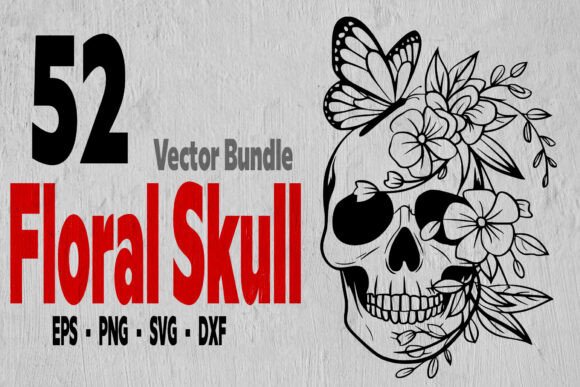 52 Flower Skull Bundle, Skull Svg File