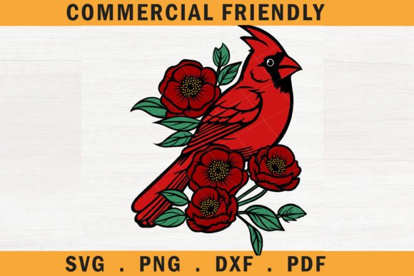 Christmas Floral Red Cardinal Bird SVG 4