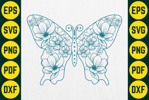 Floral Butterfly Paper Cut SVG Design 1