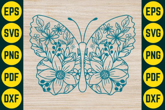 Floral Butterfly Paper Cut SVG Design 2
