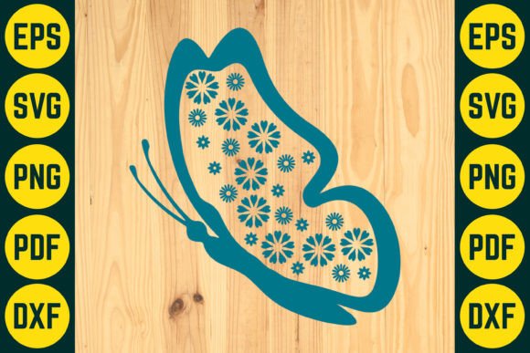 Floral Butterfly Paper Cut SVG Design 6