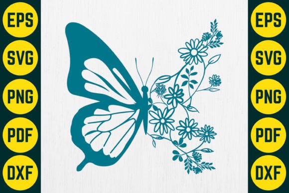 Floral Butterfly Paper Cut SVG Design 7