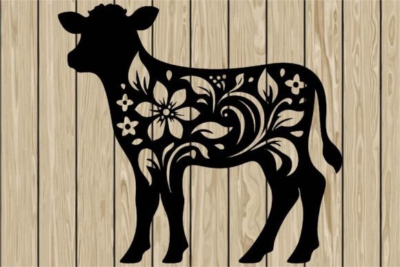 Floral Calf Stencil Silhouette SVG