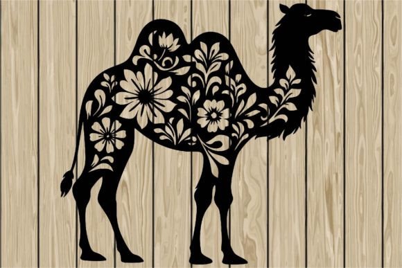 Floral Camel Stencil Silhouette SVG