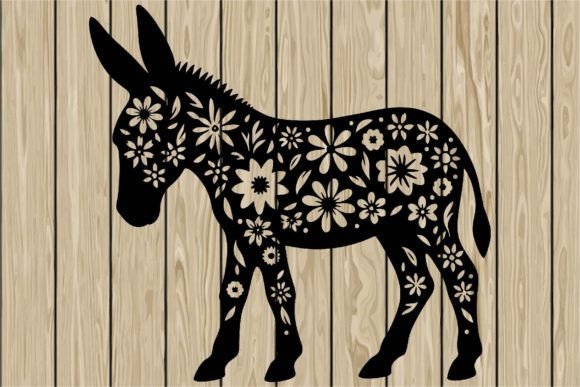 Floral Donkey Standing Stencil SVG