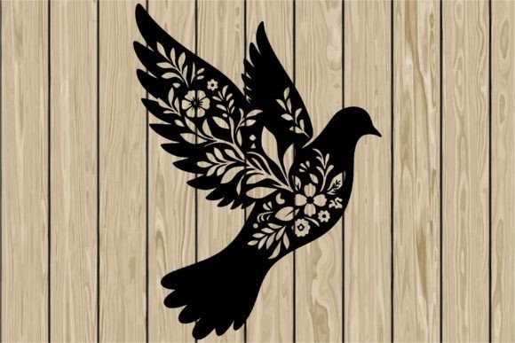Floral Dove Stencil Silhouette SVG