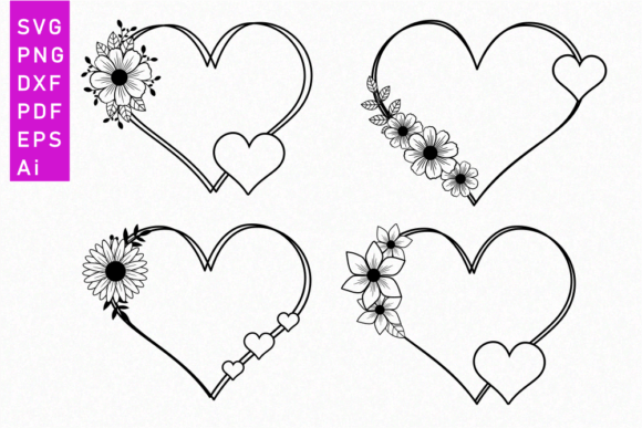 Floral Flower Heart, Valentine SVG