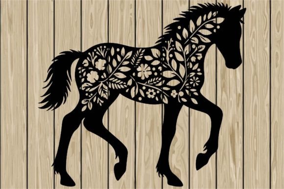 Floral Foal Stencil Silhouette SVG