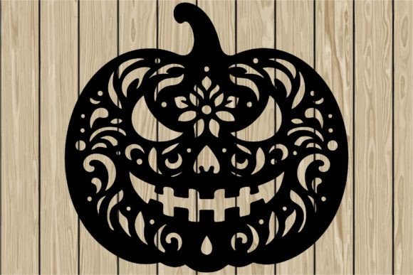 Floral Halloween Pumpkin Stencil SVG