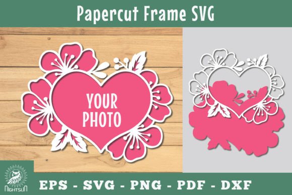 Floral Heart Papercut Frame SVG 2