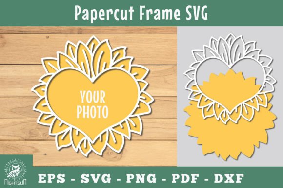 Floral Heart Papercut Frame SVG 4