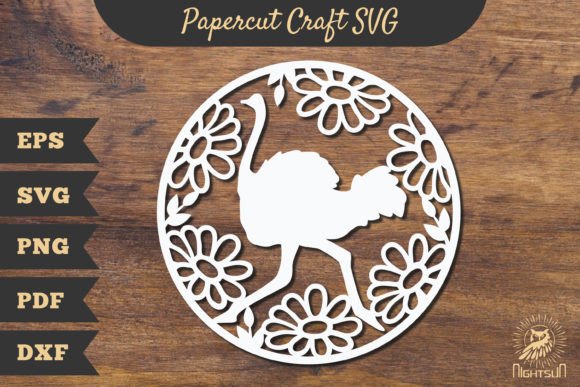 Floral Ostrich Papercut Craft SVG