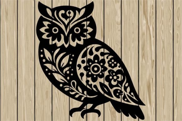 Floral Owl Stencil Silhouette SVG