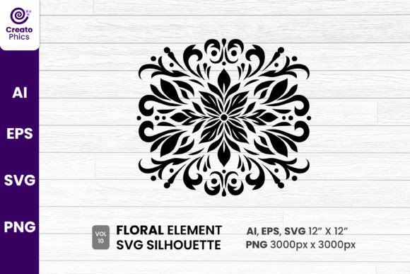Floral Silhouette Sublimation Element