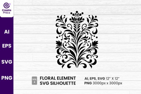 Floral Stencil Element Silhouette SVG