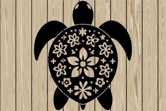 Floral Turtle Stencil Silhouette SVG